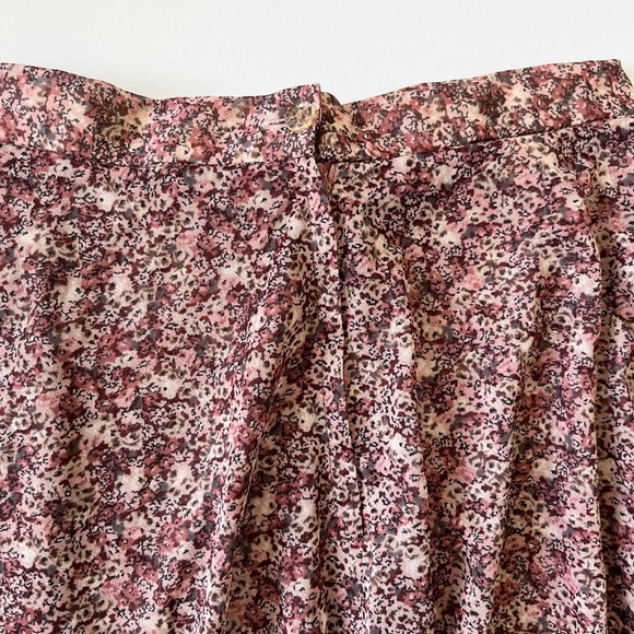 Vintage Ditsy Floral Midi Skirt 90s Boho Skater Pink Burgundy Small - Picture 7 of 8